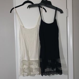 SET OF 2: Grace & Lace Black/Cream Camisoles/Adjust. Sweater Hemline Extenders
